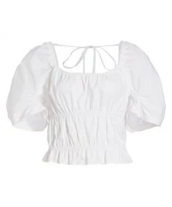Derek Lam 10 Crosby Elora Cotton Puff-Sleeve Blouse