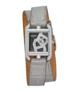 HERMÈS Cape Cod Chain D'Ancre Stainless Steel, Diamond & Alligator Leather Double-Wrap Strap Watch