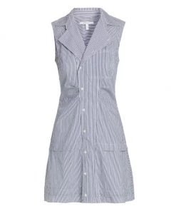 Derek Lam 10 Crosby Striped Cotton-Blend Shirtdress Pink White