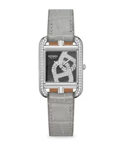 HERMÈS Cape Cod Chain D'Ancre Stainless Steel, Diamond & Alligator Leather Strap Watch