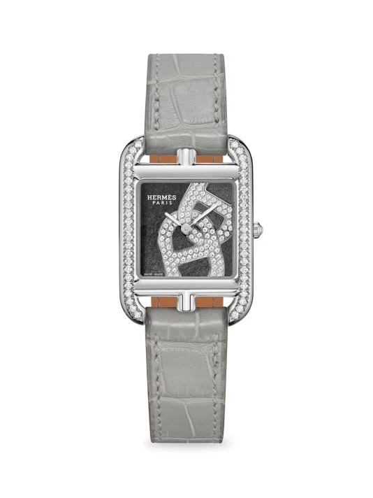 HERMÈS Cape Cod Chain D'Ancre Stainless Steel, Diamond & Alligator Leather Strap Watch 3 HERMÈS Cape Cod Chain D'Ancre Stainless Steel, Diamond & Alligator Leather Strap Watch