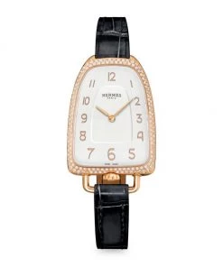 HERMÈS Galop 18K Rose Gold, Diamond & Alligator Leather Strap Watch