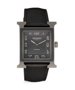 HERMÈS Heure H Titanium & Leather Strap Watch