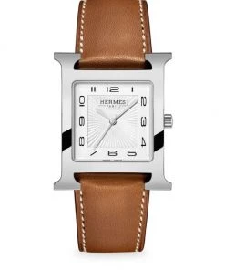 HERMÈS Heure H 30.5MM Stainless Steel & Leather Strap Watch