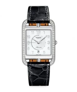 HERMÈS Cape Cod Stainless Steel, Diamond & Alligator Strap Watch