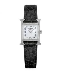 HERMÈS Heure H Diamond, Steel & Alligator Strap Watch