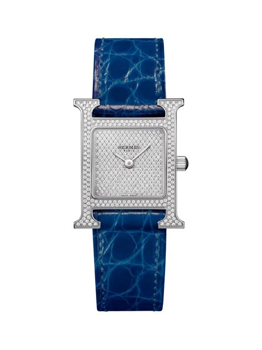 HERMÈS Heure H 21MM Stainless Steel, Full Diamond Pavé & Alligator Strap Watch 3 HERMÈS Heure H 21MM Stainless Steel, Full Diamond Pavé & Alligator Strap Watch