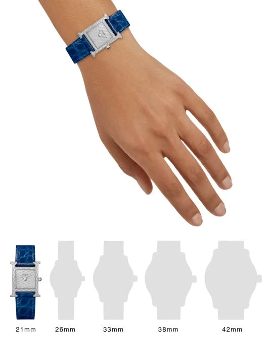 HERMÈS Heure H 21MM Stainless Steel, Full Diamond Pavé & Alligator Strap Watch 4 HERMÈS Heure H 21MM Stainless Steel, Full Diamond Pavé & Alligator Strap Watch - Image 2