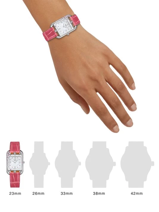 HERMÈS Cape Cod Pink Sapphire, Diamond, Steel & Alligator Strap Watch 4 HERMÈS Cape Cod Pink Sapphire, Diamond, Steel & Alligator Strap Watch - Image 2