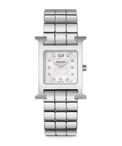 HERMÈS Heure H Diamond & Steel Bracelet Watch