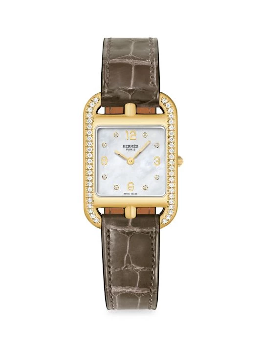 HERMÈS Cape Cod 29MM Diamond, 18K Yellow Gold & Alligator Strap Watch 3 HERMÈS Cape Cod 29MM Diamond, 18K Yellow Gold & Alligator Strap Watch
