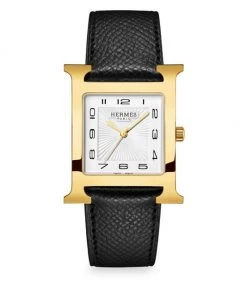 HERMÈS Heure H 30.5MM Goldplated & Leather Strap Watch