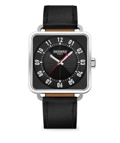 HERMÈS Carre H 38MM Square Stainless Steel & Leather Strap Watch For Men