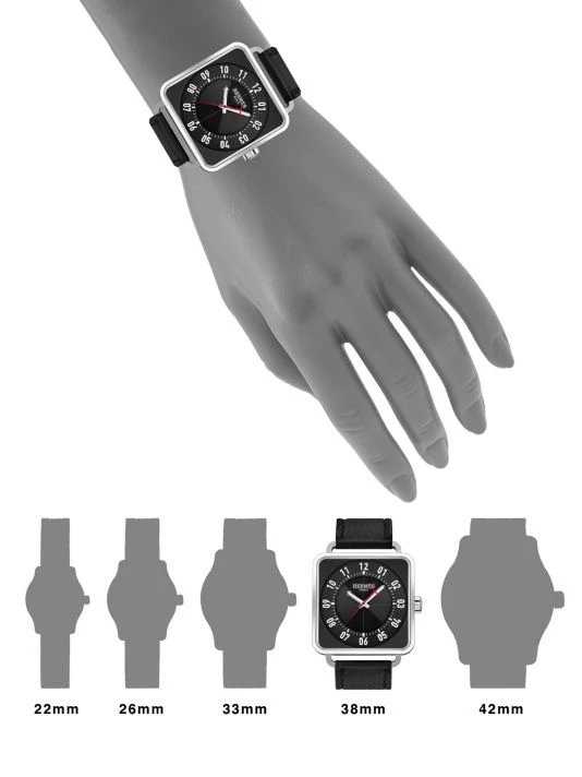 HERMÈS Carre H 38MM Square Stainless Steel & Leather Strap Watch For Men 4 HERMÈS Carre H 38MM Square Stainless Steel & Leather Strap Watch For Men - Image 2