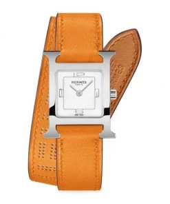 HERMÈS Heure H 21MM Stainless Steel & Leather Double-Wrap Strap Watch