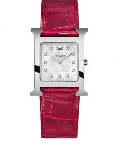 HERMÈS Heure H 26MM Diamond, Stainless Steel & Alligator Strap Watch