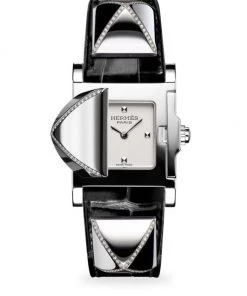 HERMÈS Médor 23MM Diamond, Stainless Steel & Alligator Strap Watch