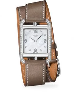 HERMÈS Cape Cod 29MM Diamond, Stainless Steel & Leather Strap Watch