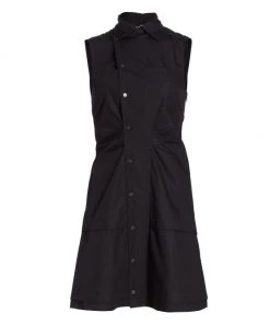 Derek Lam 10 Crosby Satina Tiered Sleeveless Shirtdress Black