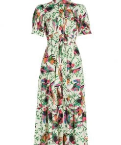 Derek Lam 10 Crosby Buffy Belted Bird-Print Shirtdress