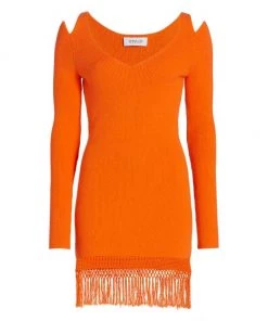Derek Lam 10 Crosby Atlantis Tassel-Trim Body-con Dress Orange