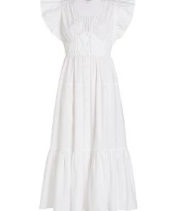 Derek Lam 10 Crosby Greta Ruffle-Sleeve Midi-Dress White -HERMÈS And Derek Lam 10 Crosby Sales unnamed file 586