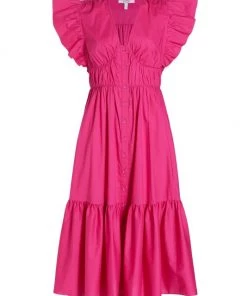 Derek Lam 10 Crosby Greta Ruffle-Sleeve Midi-Dress White -HERMÈS And Derek Lam 10 Crosby Sales unnamed file 587