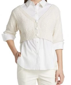 Derek Lam 10 Crosby Mckinley Layered Mixed-Media Top -HERMÈS And Derek Lam 10 Crosby Sales unnamed file 597