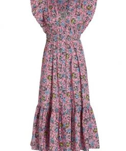 Derek Lam 10 Crosby Greta Floral Flutter-Sleeve Midi-Dress Pink Multi