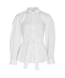 Derek Lam 10 Crosby Casper Convertible Belted Shirt Magenta