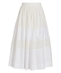 Derek Lam 10 Crosby Danna Tiered Eyelet Midi-Skirt