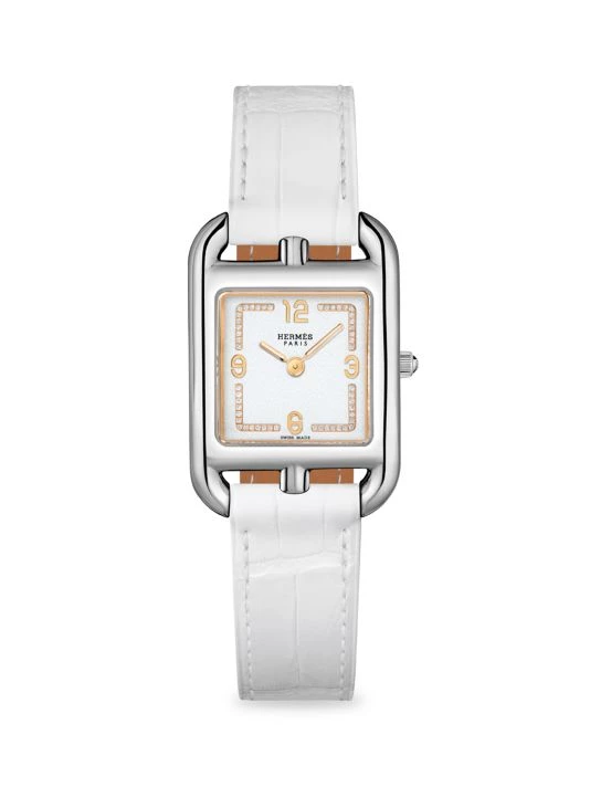 HERMÈS Cape Cod Stainless Steel, Diamond & Alligator Leather Strap Watch 2 HERMÈS Cape Cod Stainless Steel, Diamond & Alligator Leather Strap Watch