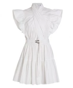 Derek Lam 10 Crosby Finn Ruffled Wrap-Front Minidress Black