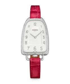 HERMÈS Galop Stainless Steel, Diamond & Alligator Leather Strap Watch