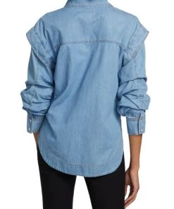 Derek Lam 10 Crosby Marley Ruched-Sleeve Snap-Front Shirt -HERMÈS And Derek Lam 10 Crosby Sales unnamed file 847