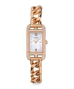 HERMÈS Nantucket 18K Rose Gold & Diamond Bracelet Watch