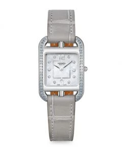 HERMÈS Cape Cod Stainless Steel, Multi-Stone & Alligator Leather Strap Watch