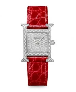 HERMÈS Heure H Stainless Steel, Diamond & Alligator Leather Strap Watch