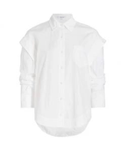 Derek Lam 10 Crosby Marley Ruched Sleeve Shirt Peony