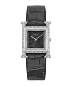 HERMÈS Heure H Stainless Steel, Obsidian & Diamond Watch